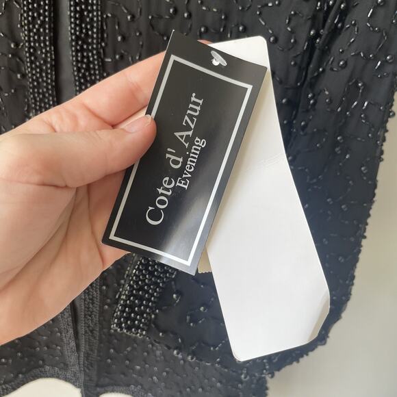 NWT Cote d Azur Evening Formal Silk Beaded Long Sleeve Formal Women’s Size Large - Picture 8 of 11